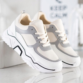 SHELOVET Baskets de sport confortables blanc brun 2