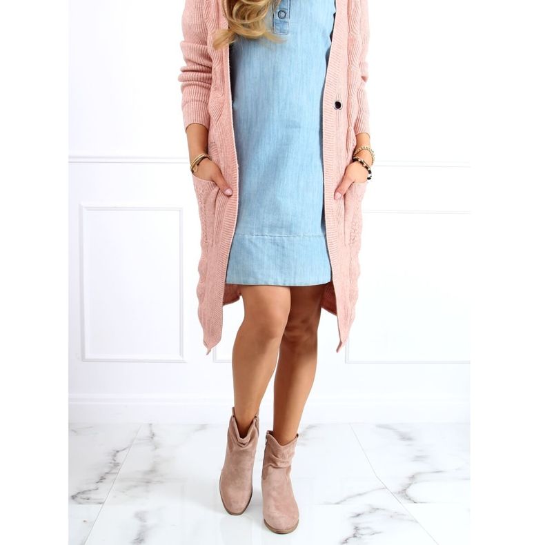 Bottines à petit talon beige et rose Z1165 Kaki 1