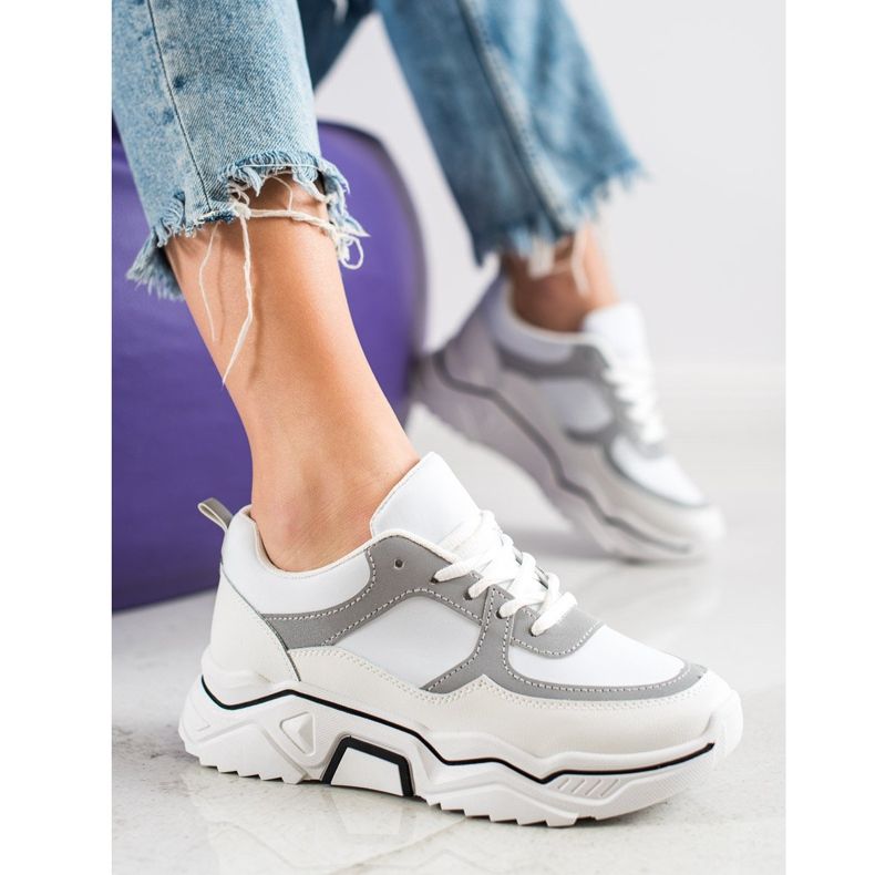 SHELOVET Baskets de sport confortables blanc gris multicolore 1