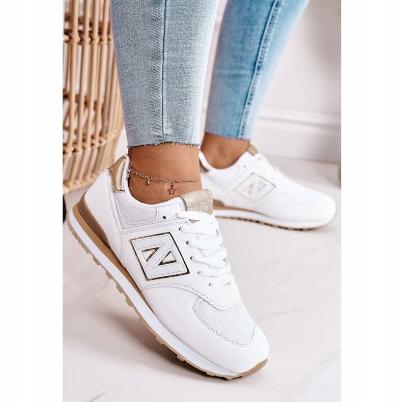 Chaussures de sport femme Sneakers Blanc et Or Last Minute doré 2
