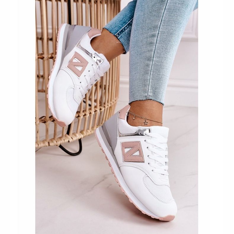 Chaussures de sport femme Sneakers Blanc et Rose Last Minute blanche gris 1
