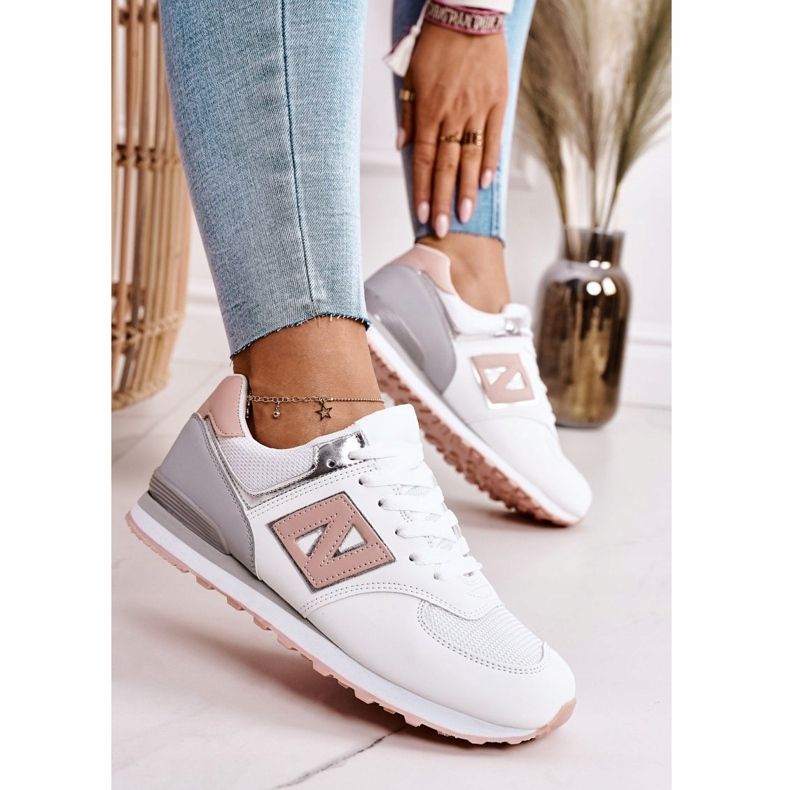 Chaussures de sport femme Sneakers Blanc et Rose Last Minute blanche gris 2