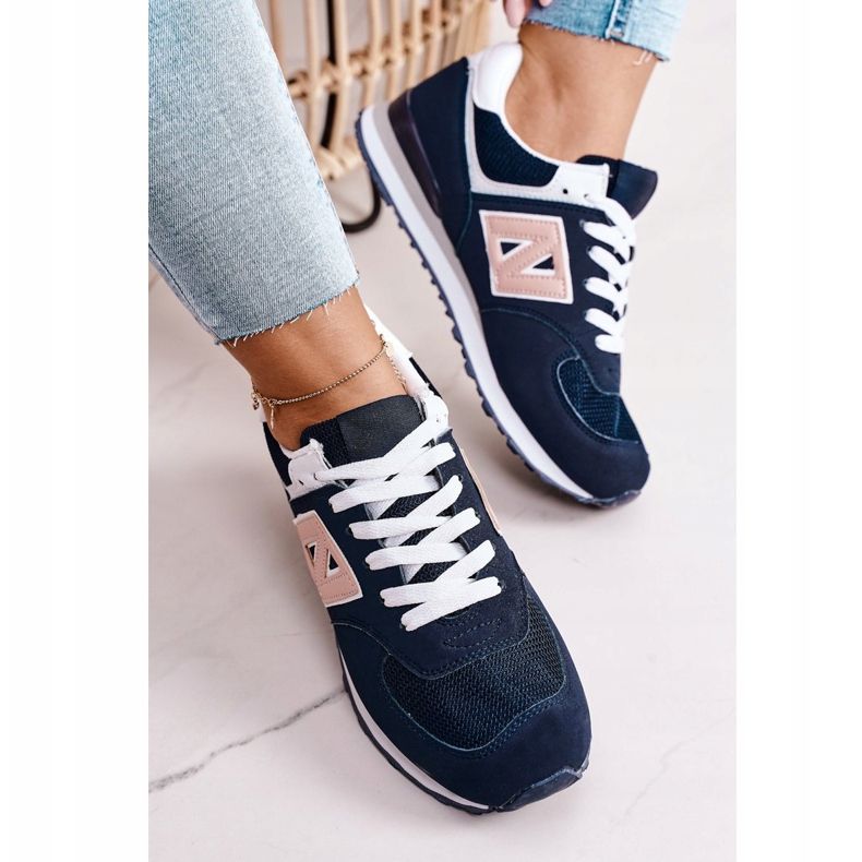 Chaussures de sport femme Sneakers Marine Last Minute blanc bleu marine rose 1