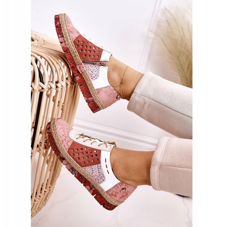 Chaussures en cuir pour femmes Maciejka Corail 03339-43 blanc rouge rose multicolore 2