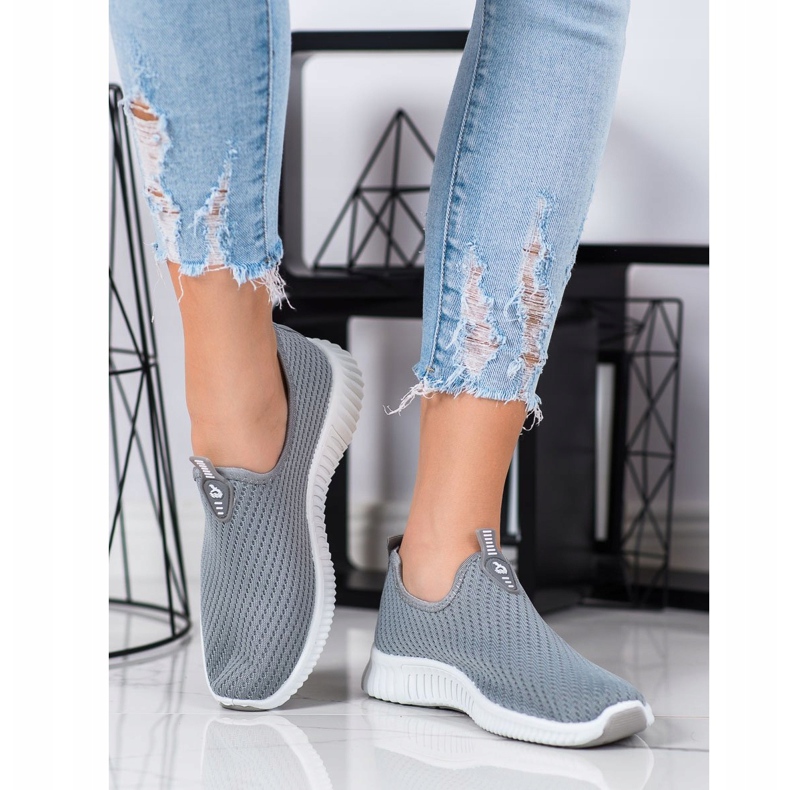 SHELOVET Baskets confortables en textile gris 1