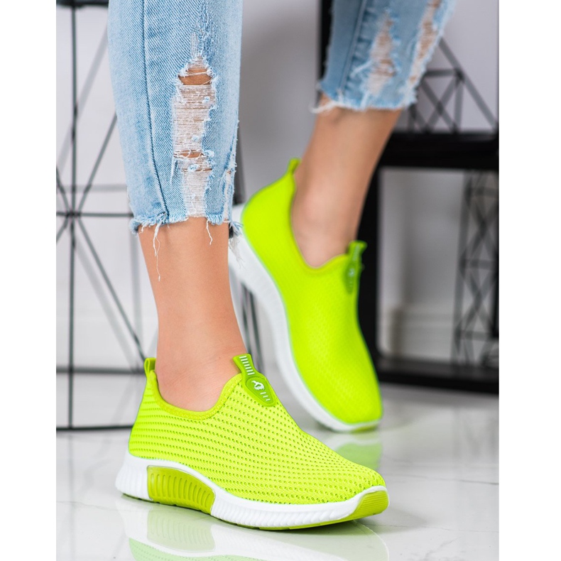 SHELOVET Baskets confortables en textile vert 1