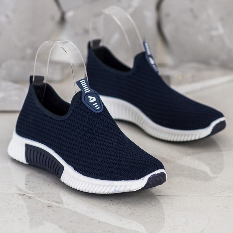 SHELOVET Baskets confortables en textile bleu marin bleu 2