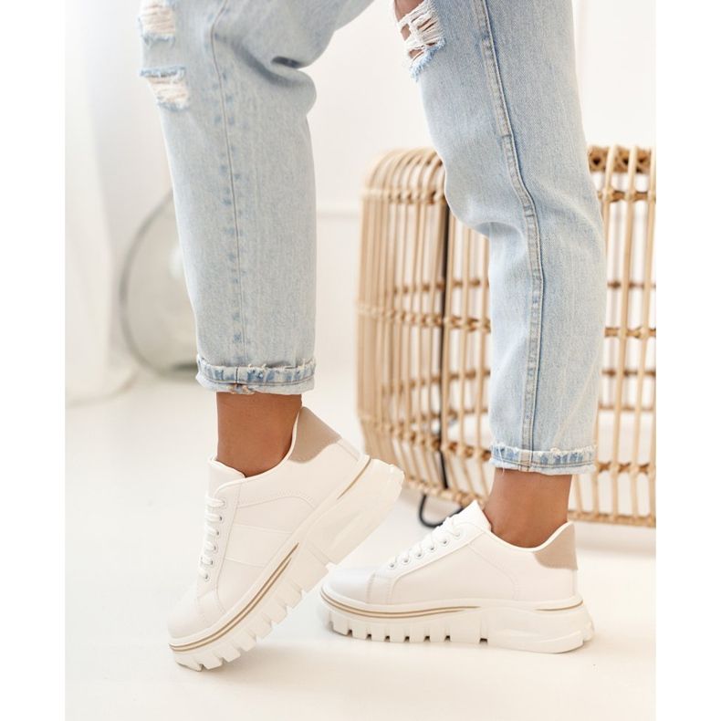 PS1 Baskets Femme On The Platform Blanc Et Beige Riri 1
