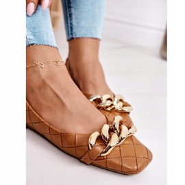 PS1 Ballerines matelassées élégantes avec chaîne Coco Camel brun 1