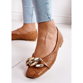PS1 Ballerines matelassées élégantes avec chaîne Coco Camel brun 3