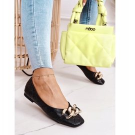 PS1 Élégantes ballerines noires Coco matelassées avec chaîne 2