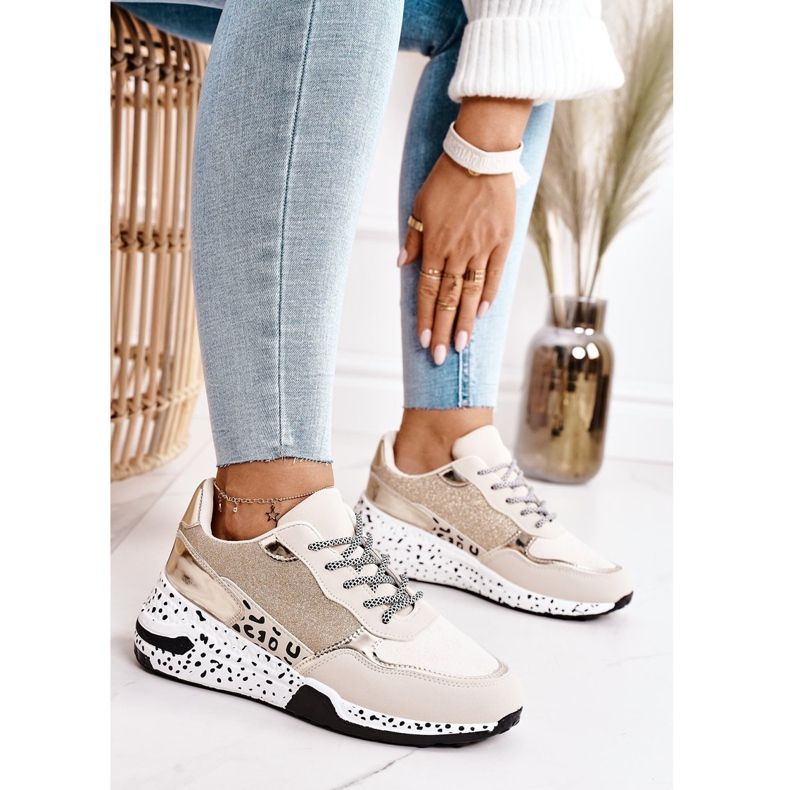 PS1 Baskets compensées pour femmes Doré Avery beige 1