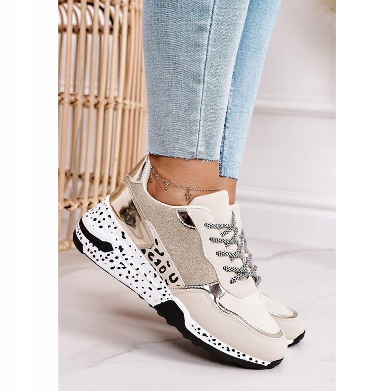 PS1 Baskets compensées pour femmes Doré Avery beige 2