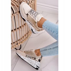 PS1 Baskets compensées pour femmes Doré Avery beige 4