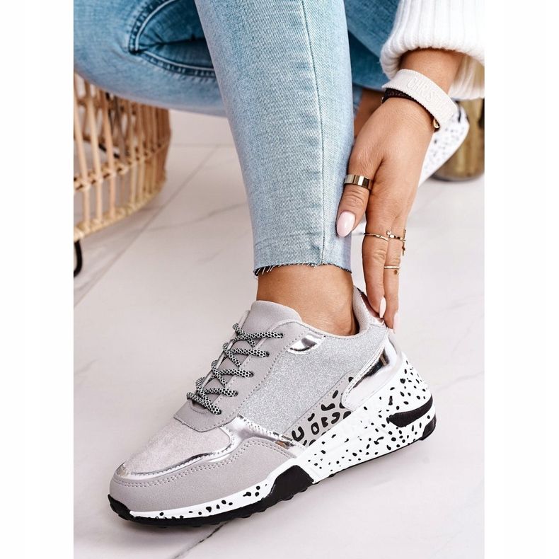 PS1 Baskets compensées pour femmes Argent Avery gris multicolore 2