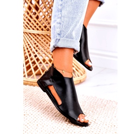 Nicole Sandales Plates En Cuir Femme Noir Natalie 4