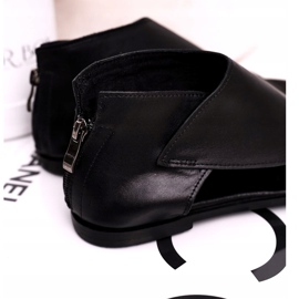 Nicole Sandales Plates En Cuir Femme Noir Natalie 2