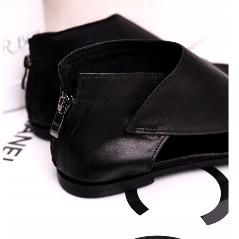 Nicole Sandales Plates En Cuir Femme Noir Natalie 2