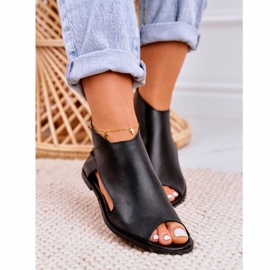 Nicole Sandales Plates En Cuir Femme Noir Natalie 3