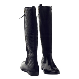 BM Bottines matelassées vernies noires pour femme 1800 3