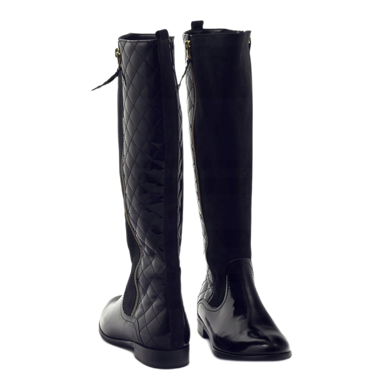 BM Bottines matelassées vernies noires pour femme 1800 3