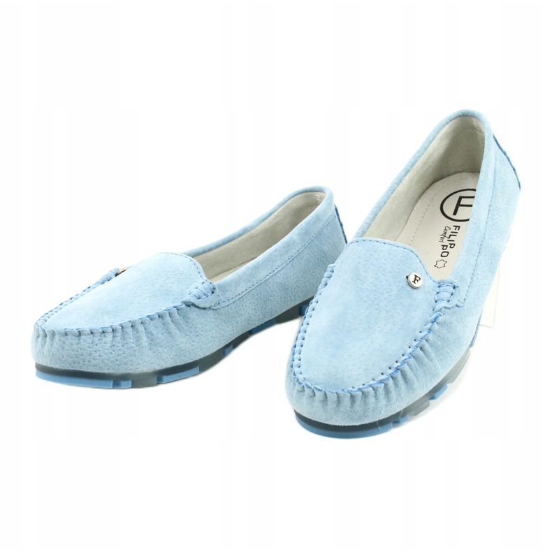 Mocassins femme en cuir Filippo DP2037/22 bleu 3
