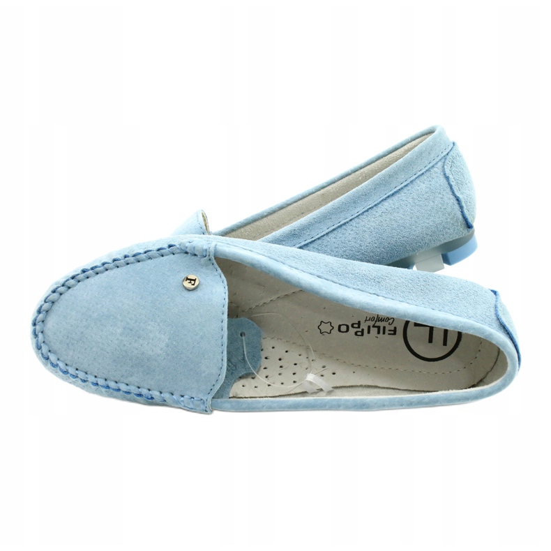 Mocassins femme en cuir Filippo DP2037/22 bleu 5