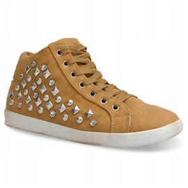 Baskets Hautes Paillettes 8870 Camel brun jaune 3