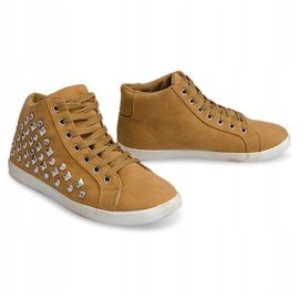 Baskets Hautes Paillettes 8870 Camel brun jaune 1