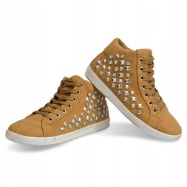 Baskets Hautes Paillettes 8870 Camel brun jaune 5