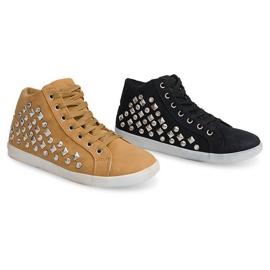 Baskets Hautes Paillettes 8870 Camel brun jaune 4