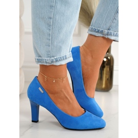 PJ1 Escarpins Classiques On A Bar Daim Bleu Eleanor 4