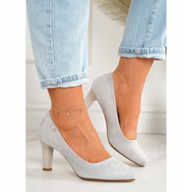 PJ1 Escarpins classiques sur un pilier en daim gris Eleanor 4