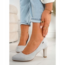 PJ1 Escarpins classiques sur un pilier en daim gris Eleanor 3