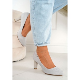 PJ1 Escarpins classiques sur un pilier en daim gris Eleanor 5