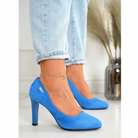 PJ1 Escarpins classiques à talon en daim bleu Eliana 1