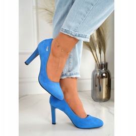 PJ1 Escarpins classiques à talon en daim bleu Eliana 2