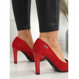 PJ1 Escarpins classiques sur un talon Eliana rouge en daim 4