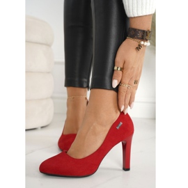PJ1 Escarpins classiques sur un talon Eliana rouge en daim 3
