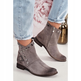 Bottes en daim pour femmes avec une boucle Exquisite 1198 Cappuccino brun 3
