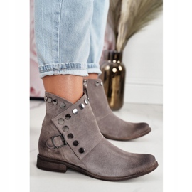 Bottes en daim pour femmes avec une boucle Exquisite 1198 Cappuccino brun 4