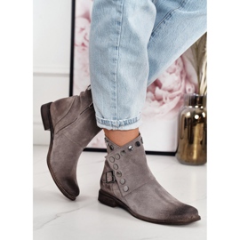 Bottes en daim pour femmes avec une boucle Exquisite 1198 Cappuccino brun 5