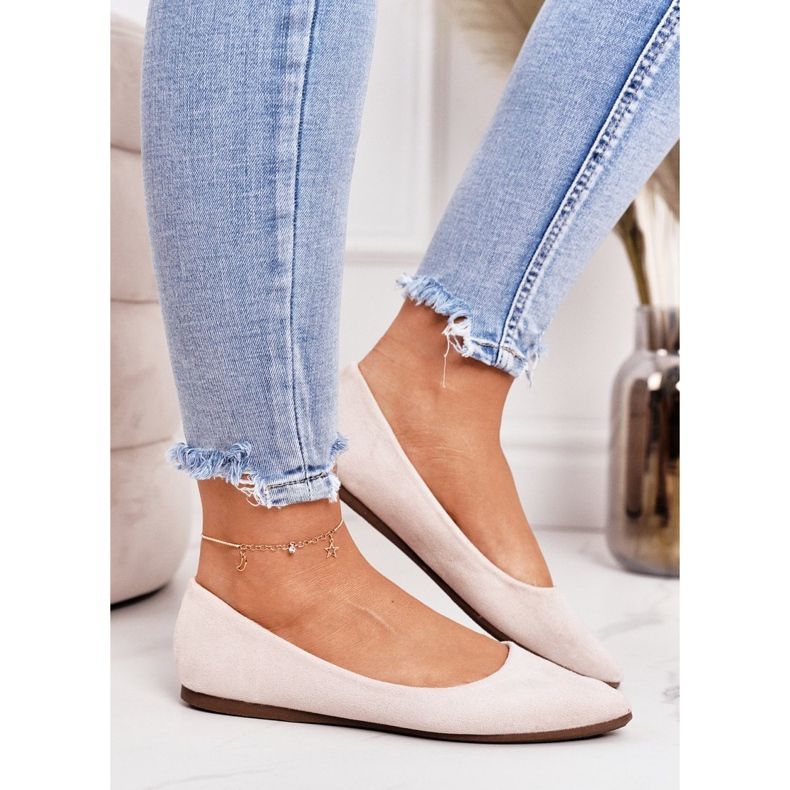 PS1 Délicate Ballerine En Daim Spitz Beige Dermeno 1