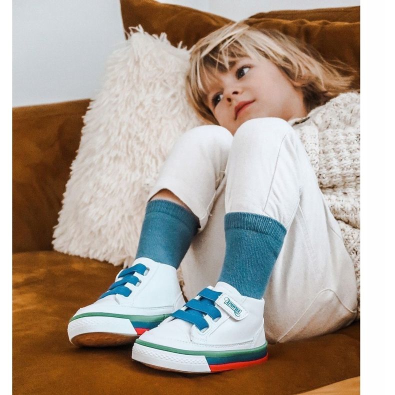 Apawwa Baskets montantes pour enfants Blanc et bleu marine Baxter ['blanc', 'bleu marine'] 1