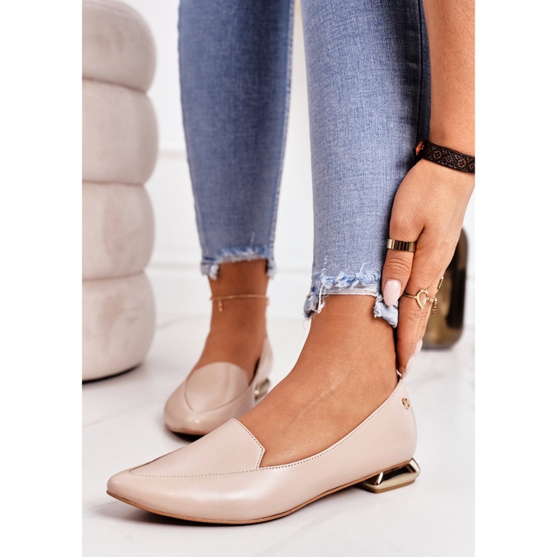 Mocassins Femme À Talons Dorés Laura Messi 2013 Beige 1