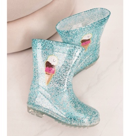 Bottes en Caoutchouc Bleu Paillettes Enfant Avec Glace argent 1