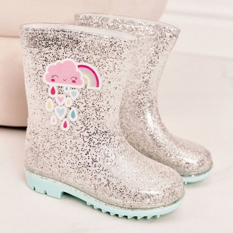 Galoches de brocart pour enfants avec un nuage d'argent beige 1