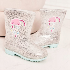 Galoches de brocart pour enfants avec un nuage d'argent beige 2