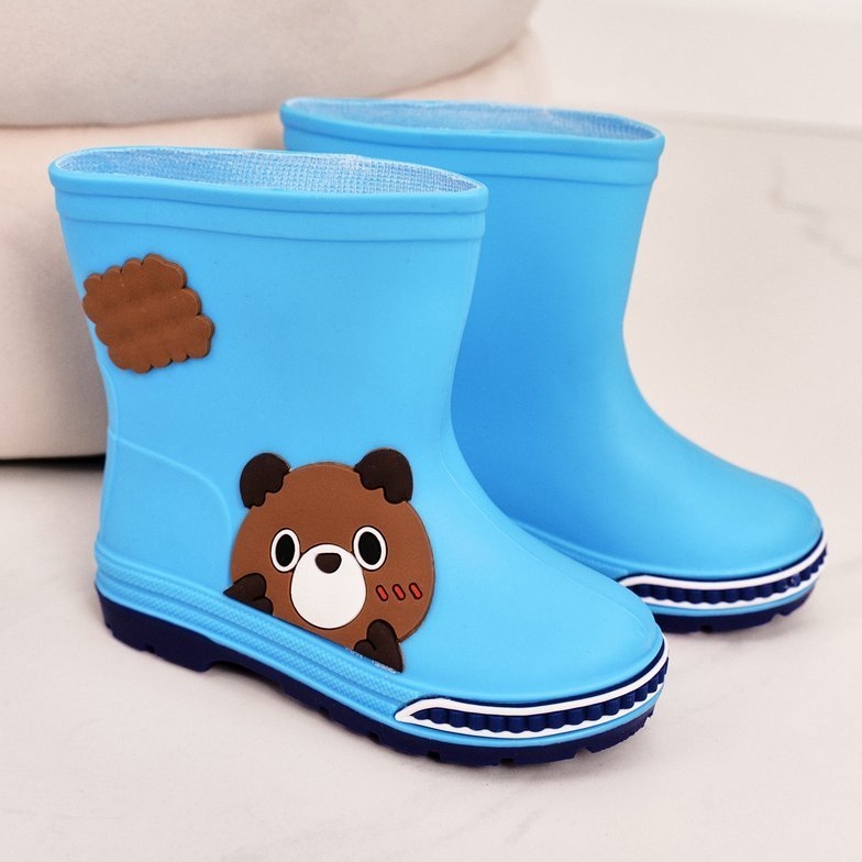 Bottes En Caoutchouc Enfant Avec Ours En Peluche Bleu Clair 2