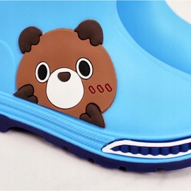 Bottes En Caoutchouc Enfant Avec Ours En Peluche Bleu Clair 1